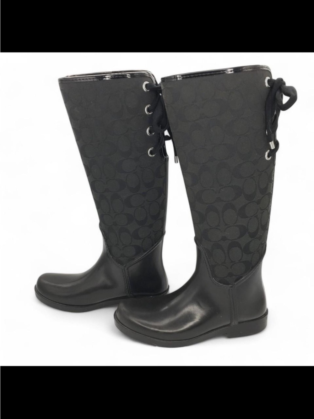 Coach Black Signature Lace-Back Over-the-Knee Boots